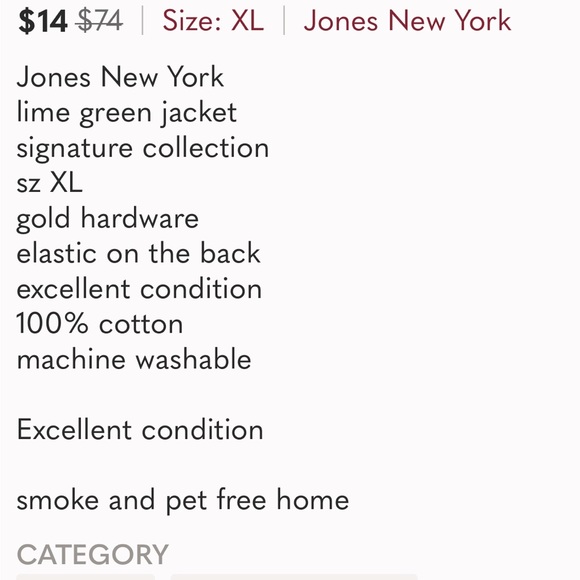 Jones New York, signature, lime green jacket, sz XL. Excellent condition. - Picture 13 of 13